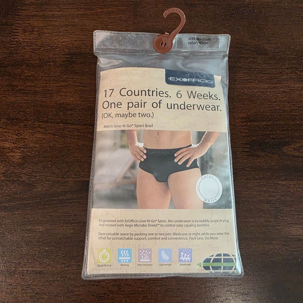 ExOfficio Men's M White Give N Go Sport Performance Brief 1 pair NWT